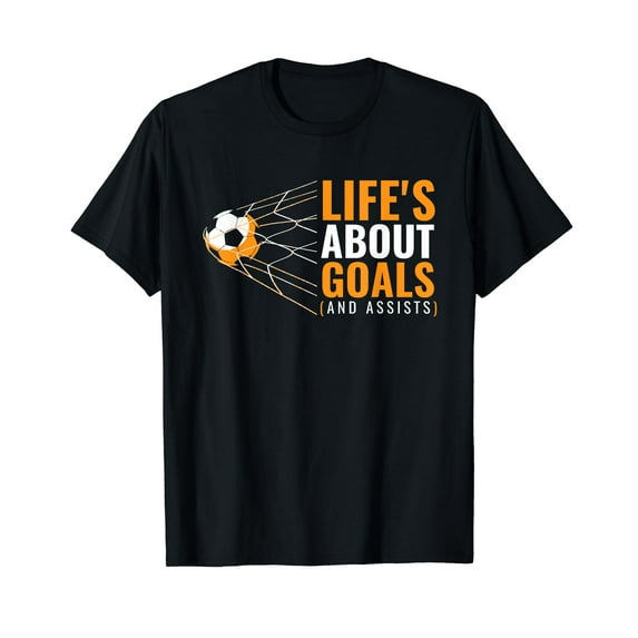 Soccer Shirt | 'Life's About Goals' | Soccer Short Sleeve T-Shirt Black Tee