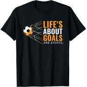 Soccer Shirt for Boys | 'Life's About Goals' | Boys Soccer T-Shirt Black Large