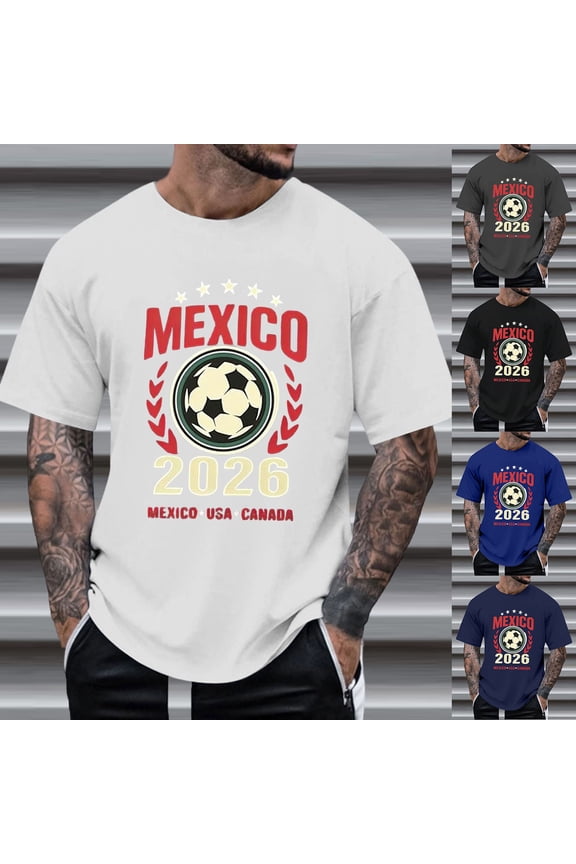Soccer Shirts Men's Mexico USA Canada Fan Graphic Casual Comfort Tee Jersey Shirt Dark Gray L