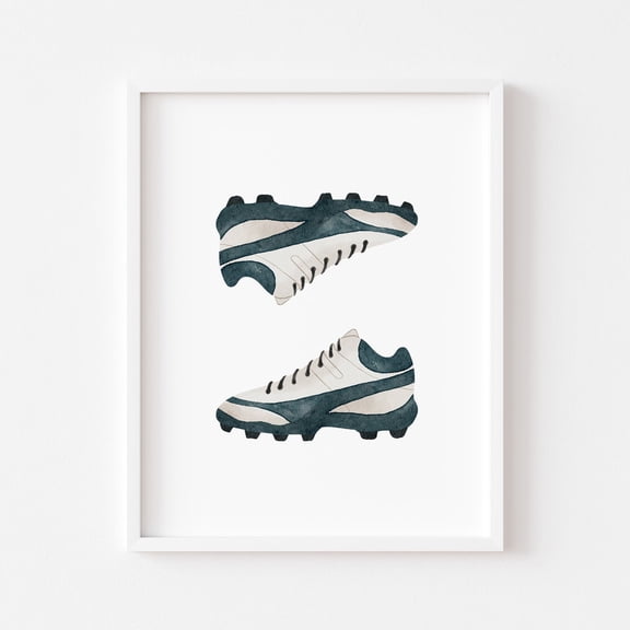 Soccer Shoes Print, Vintage Sports Nursery Decor, Unframed Paper Poster 16x20in