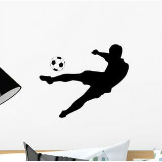 Boy Playing Football Wall Decal Teen Soccer Ball Silhouette