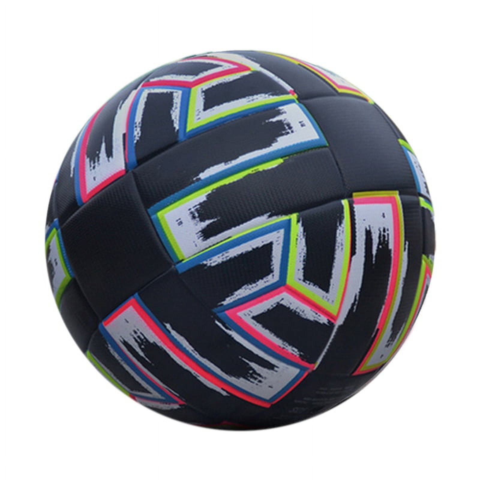 Soccer Size 5 Black PU Non-Slip Grass Football Adult Indoor Outdoor Wear- PU Soccer