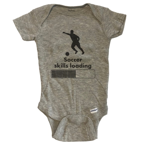 Soccer Skills Loading Funny Baby Bodysuit - Grey