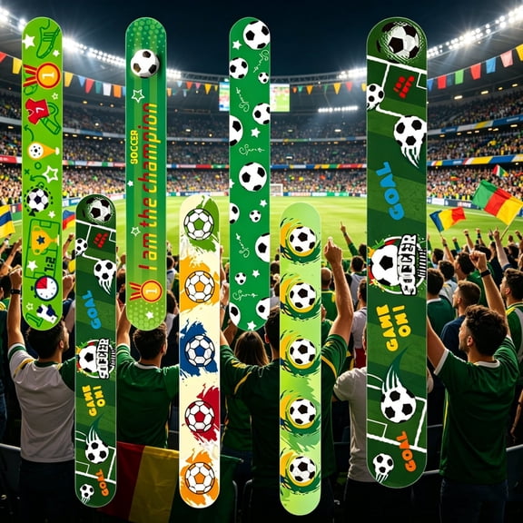 Soccer Slap Bracelets,Sport Party Decorations,12PCS Snap Bracelet Wrisrtband for Party Favors Basket Bag Filler School Prizes Gifts Party Favors Bulk