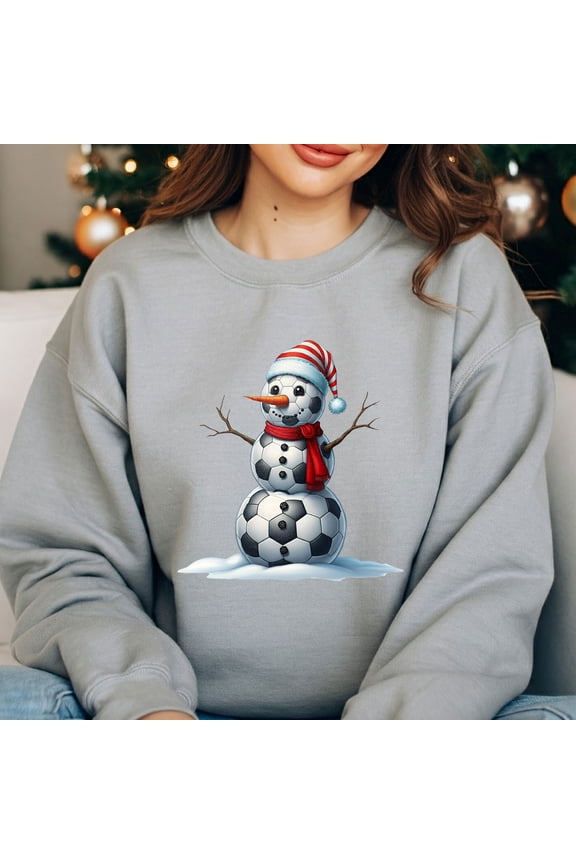 Soccer Snowman Christmas Shirt, Christmas T-Shirt, Holiday Sweatshirt, Trendy Hoodie - Customizable Festive Apparel