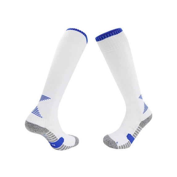 Soccer Socks Breathable Cushioned Knee High Football Socks Prevent Slip Reinforced Long Sports Socks for Kids Youth Training Daily Wear