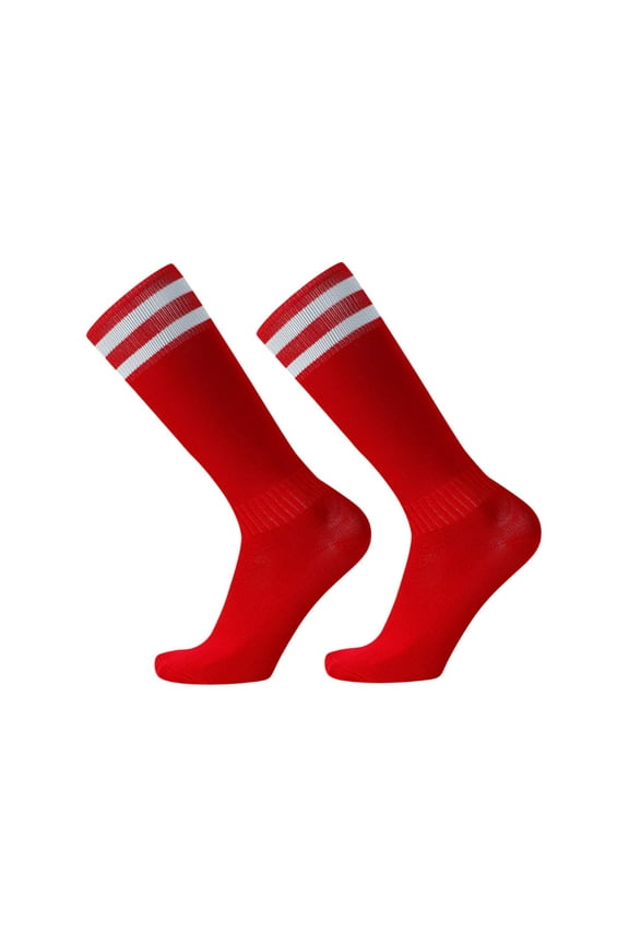 Soccer Socks Color Stretchy Compression Knee High Tube Socks Football Athletic Socks for Men Women Teens Red