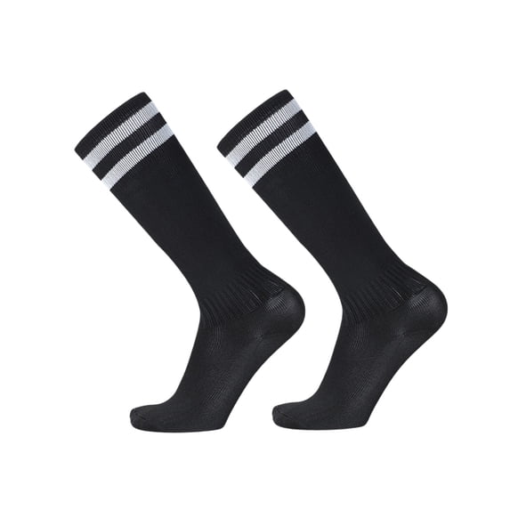 Soccer Socks For Children Striped Sweat-absorbent Crew Socks Knee-High Casual Soft Sports Running Sock 1 PC Black One Size