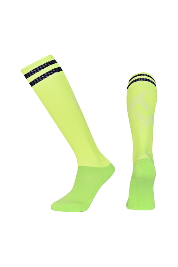 Soccer Socks Team Sport Knee High Socks For Youth Kids, Comfortable and Durable for Young Players - Color Fluorescent Green