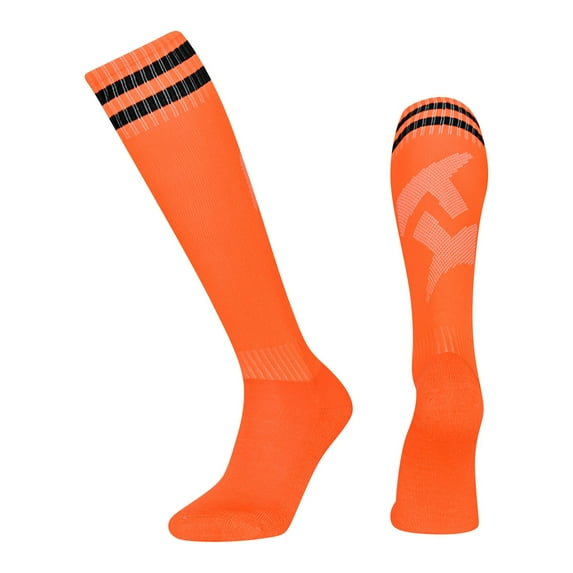 Soccer Socks Team Sport Knee High Socks For Youth Kids, Comfortable and Durable for Young Players - Color Orange