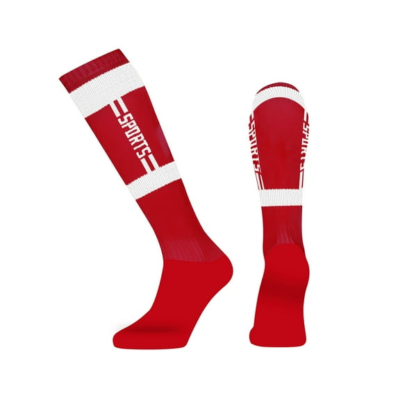Soccer Socks Team Sport Knee High Socks For Youth Kids, Designed for Young Athletes in Football - Color Red