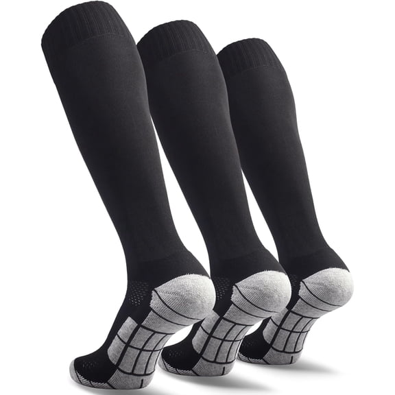 Soccer Socks Team Sport Knee High Socks for Adult Youth Kids,3 Pairs L