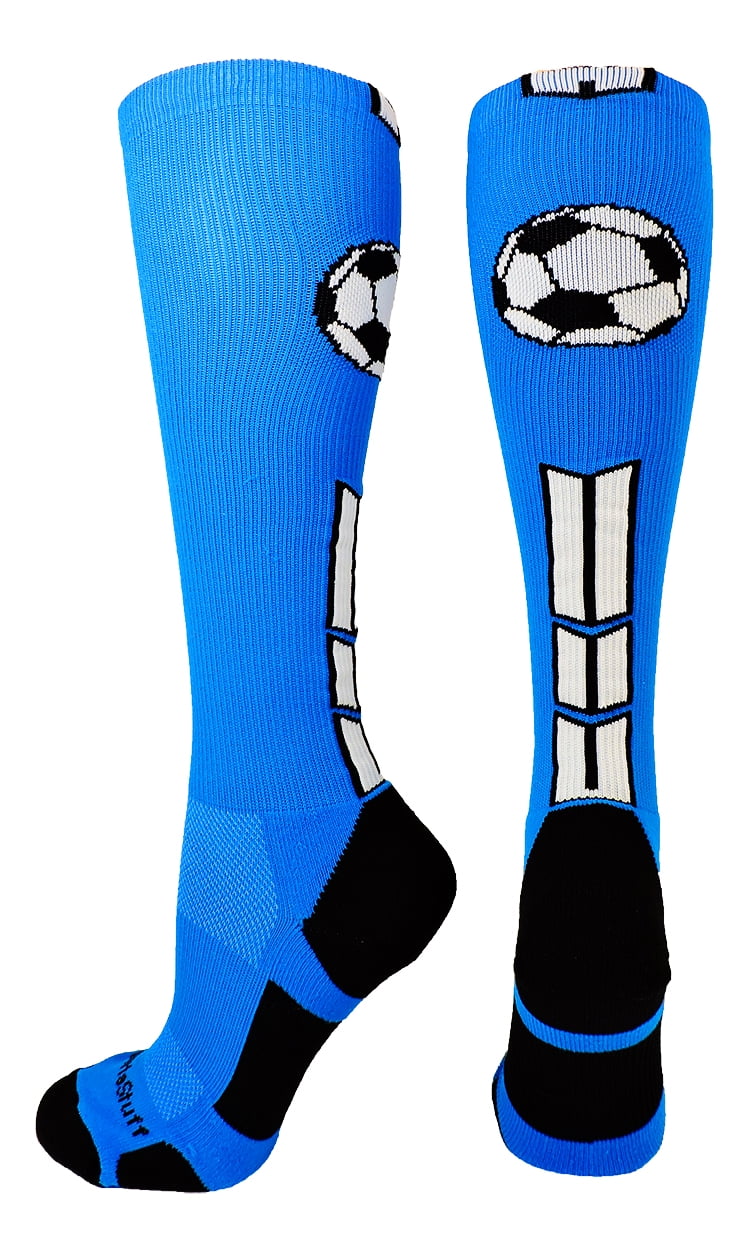 Soccer Socks with Soccer Ball Logo Over the Calf (Electric Blue/Black