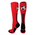 thumbnail image 1 of Soccer Socks with Soccer Ball Logo Over the Calf (Scarlet/Black/Graphite, Large), 1 of 2