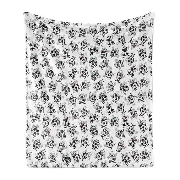 Soccer Soft Flannel Fleece Blanket, Cartoon Funny Football Numbers Pattern of Smiling Digits Sports and Education Theme, Cozy Plush for Indoor and Outdoor Use, 50" x 70", Multicolor, by Ambesonne
