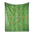 thumbnail image 1 of Soccer Soft Flannel Fleece Blanket, Soccer Formation Tactic Illustration Goalkeeper Strikers and Defenders Match Pattern, Cozy Plush for Indoor and Outdoor Use, 60" x 80", Multicolor, by Ambesonne, 1 of 5