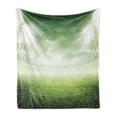 thumbnail image 1 of Soccer Soft Flannel Fleece Blanket, Pattern of Stadium at Night View Football Arena Activity Grass Playground Picture Print, Cozy Plush for Indoor and Outdoor Use, 60" x 80", Green, by Ambesonne, 1 of 5