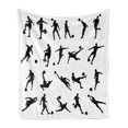 thumbnail image 1 of Soccer Soft Flannel Fleece Throw Blanket, Football Player Silhouettes Goalkeeper Striker Shooting Heading Volleying Saving, Cozy Plush for Indoor and Outdoor Use, 70" x 90", Black White, by Ambesonne, 1 of 5