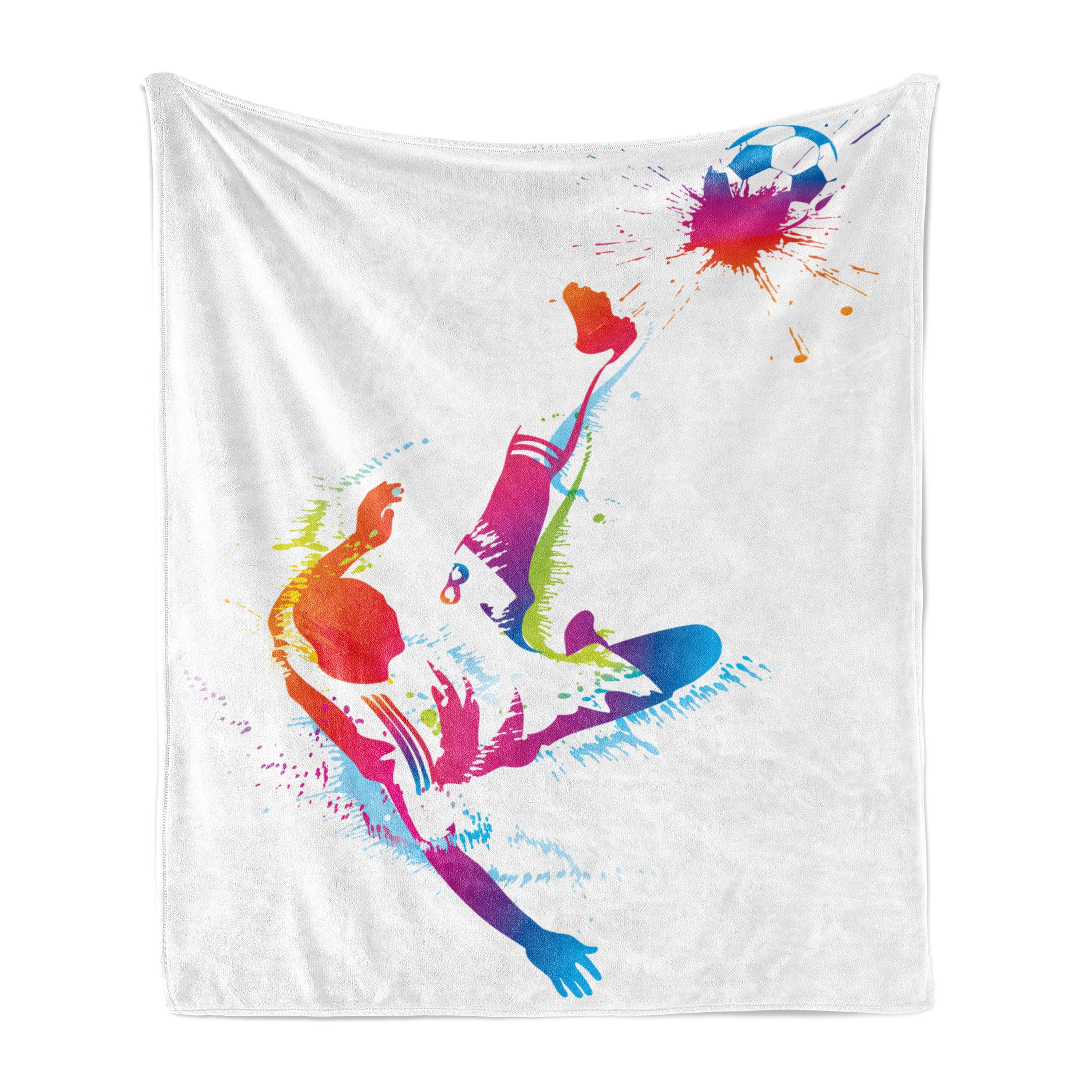 Soccer Soft Flannel Fleece Throw Blanket Soccer Man Kicks the