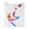 thumbnail image 1 of Soccer Soft Flannel Fleece Throw Blanket, Soccer Man Kicks the Ball in the Air Watercolors Success Energy Feet Illustration, Cozy Plush for Indoor and Outdoor Use, 70" x 90", Multicolor, by Ambesonne, 1 of 6
