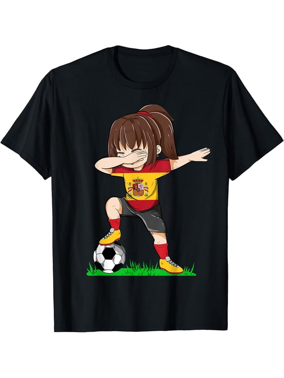 Soccer Spain Jersey Spanish Flag Football Girls Dab Vintage T-Shirt
