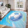thumbnail image 1 of Soccer Sport Area Rug, Kids Football Pattern Carpet, Washable Non Slip Low Pile Soft Thin, Living Room Bedroom Home Decor Mat 5x7ft, 1 of 8