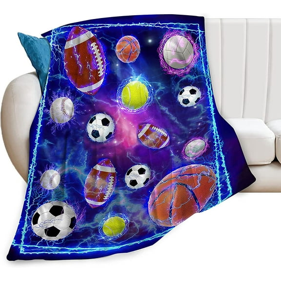 Soccer Sports Throw Blanket Ultra Soft Cozy Plush Baseball Basketball Football Fleece Blankets Lightweight Fuzzy Blanket Stuff for Boys Girls All Season Gifts for Bed Couch Sofa Kids Adults 50\\