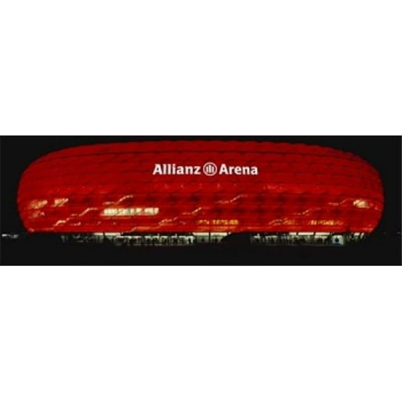 Soccer Stadium Lit Up At Night Allianz Arena Munich Germany Poster Print, 18 x 6