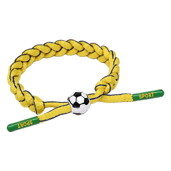 Soccer Star Braided Bracelet Memorabilia, Brazil Themed with Football Accent, for Sports Fans Collectors Souvenir Seekers - Handcrafted Woven Design with Adjustable Fit, Ideal for Game Day Daily Wear
