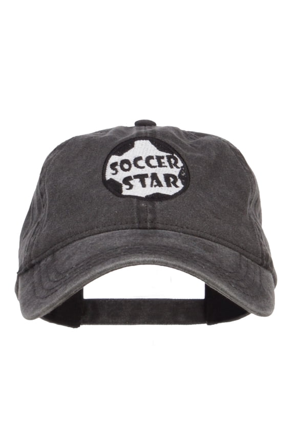 Soccer Star Embroidered Washed Cap - Black OSFM