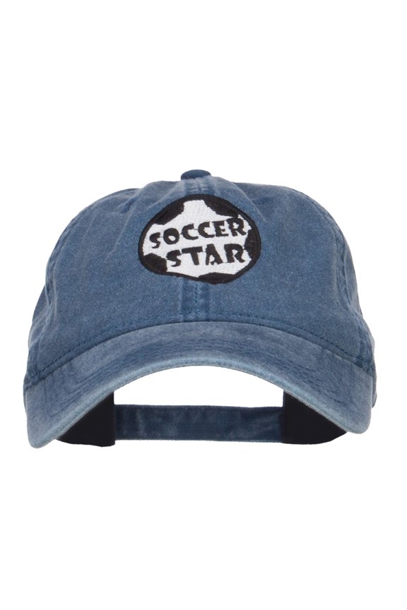 Soccer Star Embroidered Washed Cap - Navy OSFM