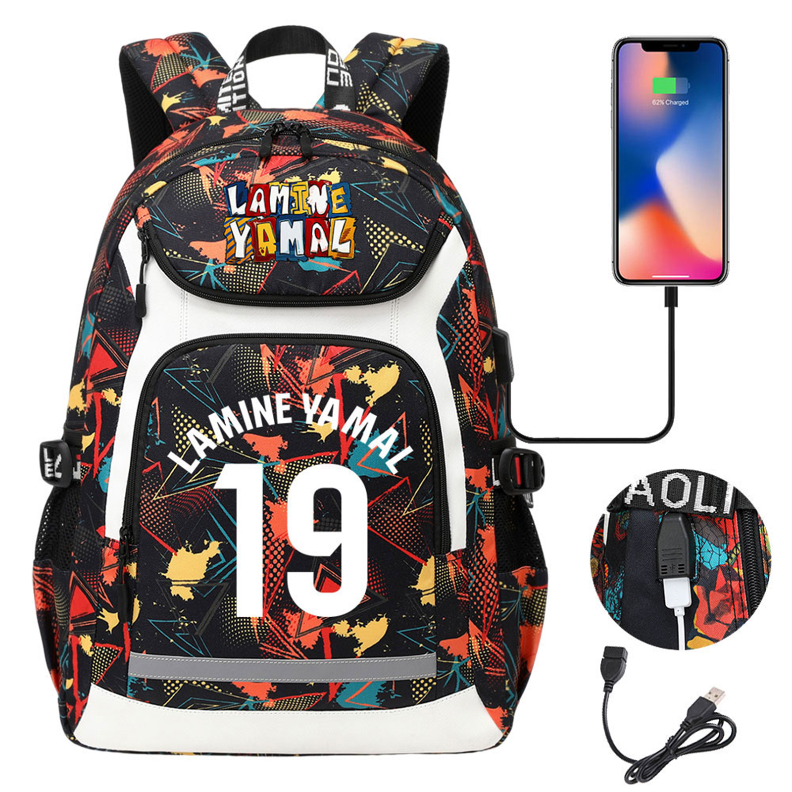 L-Lamine Yamal Sport-Rucksack – Großer Kordelzug-Rucksack, Wasserdicht, Leicht & Faltbar Für Fitness, Reisen & Schule
