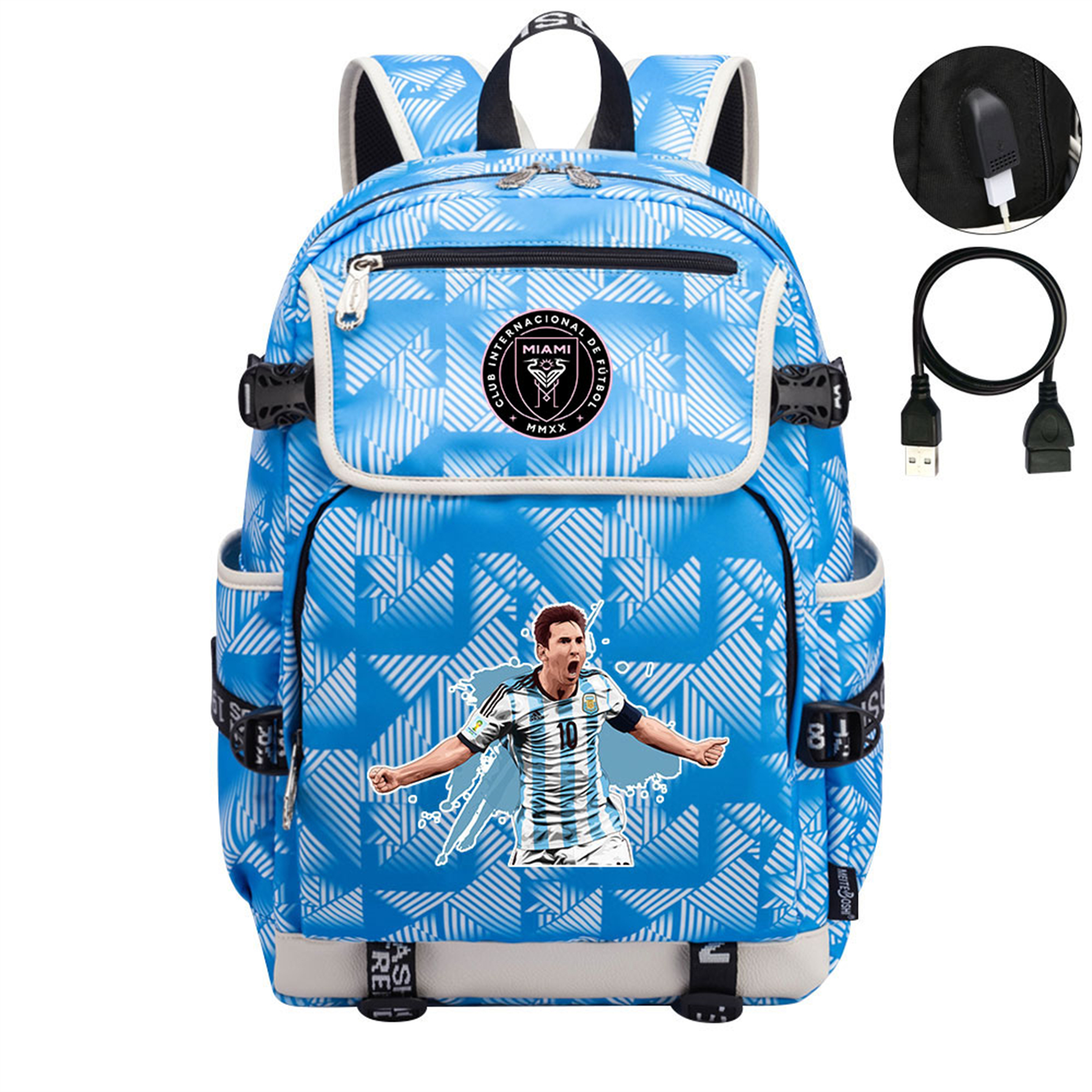 Soccer Star Messi_10 Graphic Backpack Waterproof Laptop Rucksack with ...