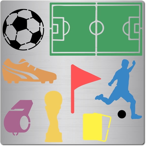 Soccer Stencil Sport Football Ground Field Shoe Drawing Stainless Steel Stencils 6.3 Inch Metal Soccer Ball Template for Painting on Wood Burning Floor Wall and Fabric Engraving Pyrography DIY