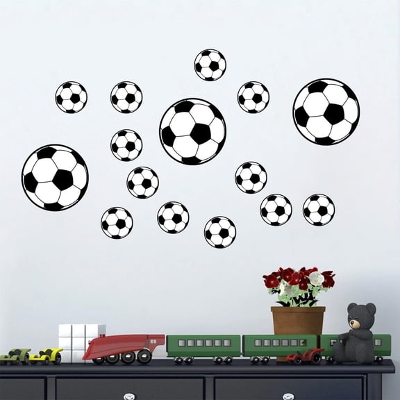 Soccer Stickers Wall Decor Soccer Ball Stickers Decals for Room, Football Wall Decal Sticker Vinyl Art DIY Sticker for Boys Bedroom Playroom Living Room Window Door Wall Decoration