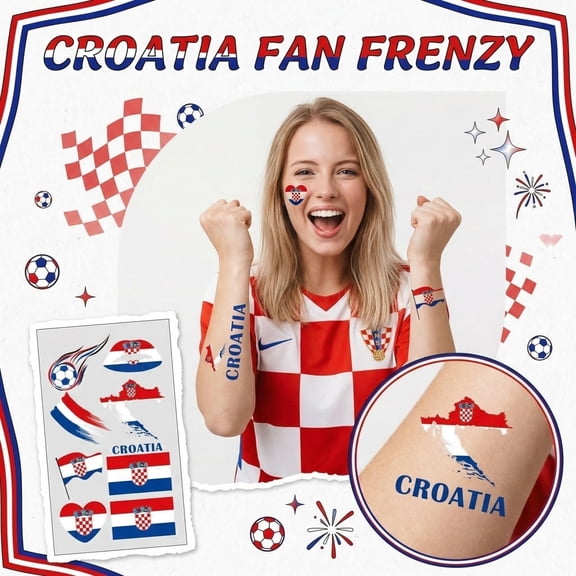 Soccer Stickers, Waterproof Stickers, Stickers Waterproof, Croatia Game Body Tattoos, 4X6 In Sheet, Patriotic Graphic, Tournament Viewing, Football Stickers, 1 Pc