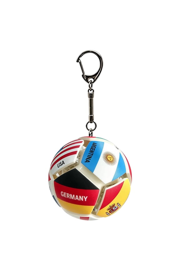 Soccer Stress Ball Keychain 2026, Funny Pressable Button Mini Football Toy, White Backpack Charm Sports Souvenir for Adults with Light(1 PC)