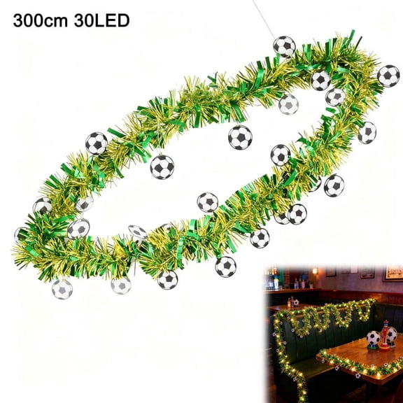 Soccer String Lights Battery Operated 3/6Meter Soccer Ball String Lights Warm White LED String Light with Flashing Mode for Game Night Bedroom Party Indoor Outdoor Decoration
