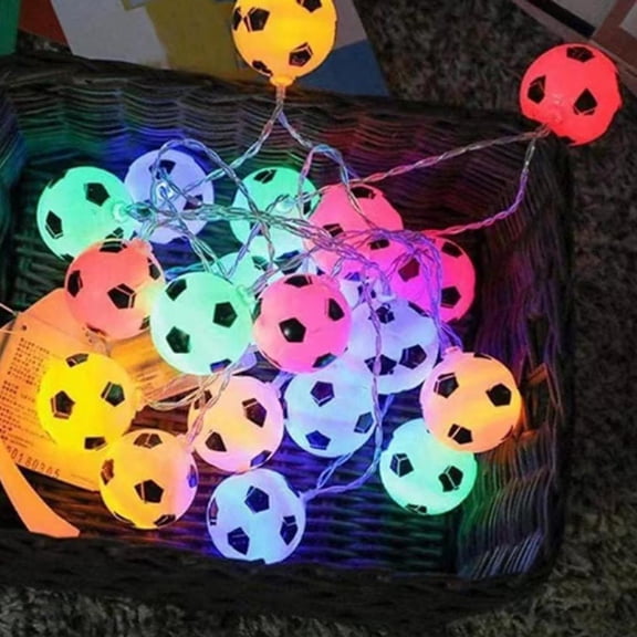 Soccer String Lights, Football LED Lantern String Lights, 59 Inch Plastic Soccer Ball Ornament Lights for Sports Theme Party Room Christmas Tree Decor