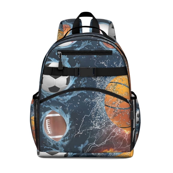 Soccer Student Backpack Adjustable Shoulder Straps Chest Buckle Lightweight Durable School Backpack