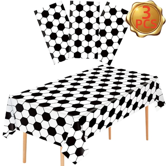 Soccer Tablecloths Disposable 54" x 108" Plastic Party Covers for Soccer Decor, 4-Pack