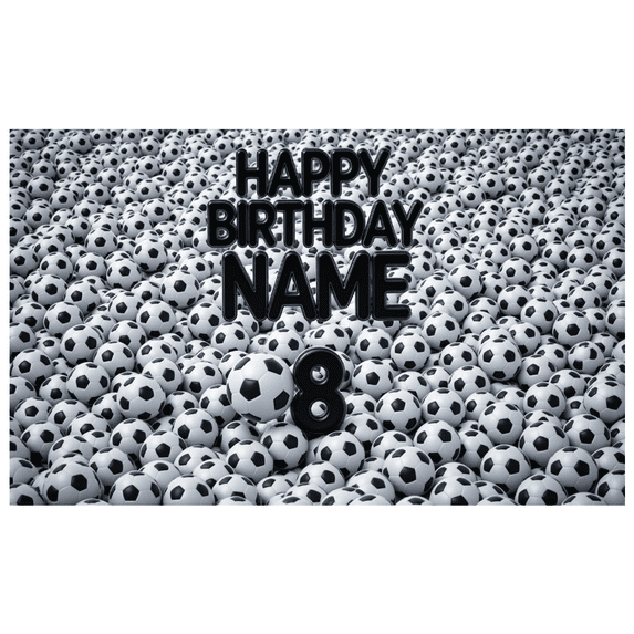 Soccer Theme Banner Custom Name for Birthday Party Kids Celebration Event Decor