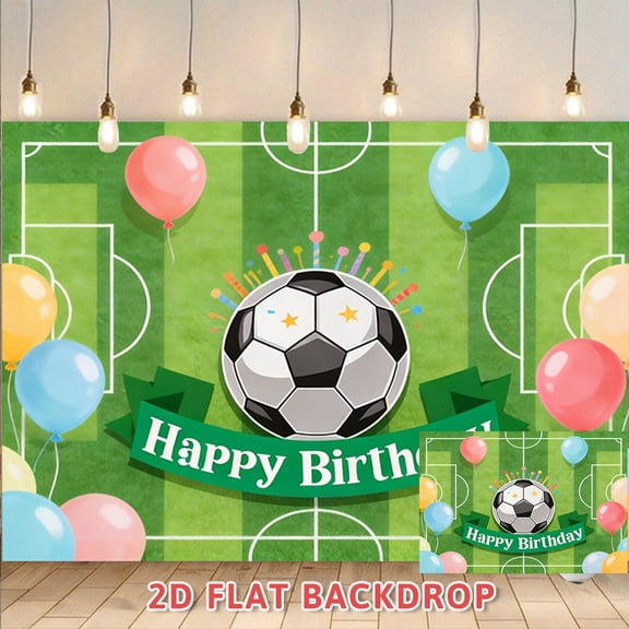Soccer Theme Birthday Party Backdrop, Football Field Style Decorative Backdrop, Suitable For Birthday Party Venue Decoration And Photo Background Setup