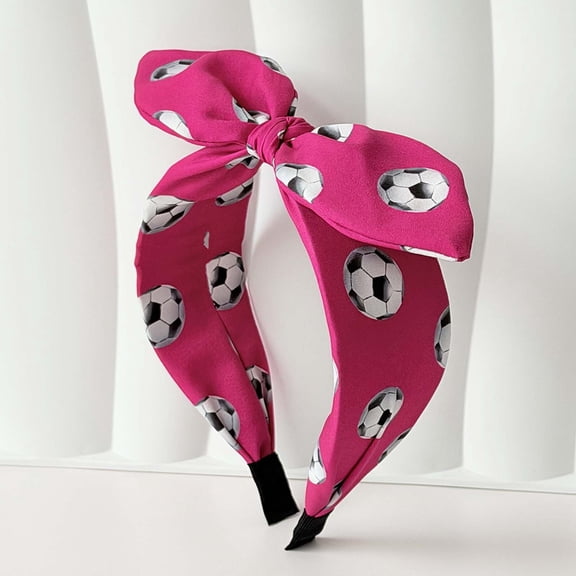 Soccer Theme Bow Headbands for Women Bow Knotted Soccer Ball Printed Hairband Cute Bunny Ears Headpieces For All Hair Types Soccer Party Game Hair Accessories Game Day Gifts
