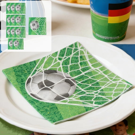 Soccer Theme Party Tableware Set Disposable Paper Plates Cups Napkins Straws for Sports Viewing Birthday Team Event Decorations