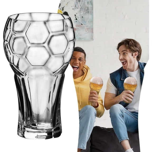 Soccer Themed Beer Glass 20.3oz, Large Football Drinking Mug for 2026 Soccer Tournament, Unique Game Day Sports Gift for Fans, Clear Soda Cup