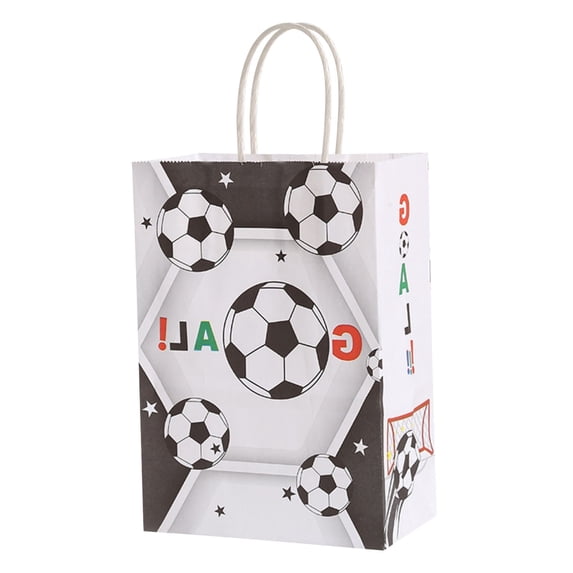Soccer Themed Gift Bags,Sports Party Favor Bags,Soccer-themed Celebration Supplies,Paper Goodie Bags with Handles for Birthday,Football Events,Team Celebrations