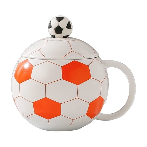 Soccer Themed Mug with Lid Spoon Gift Box, Cute Ceramic Coffee Tea Cup Gift for Soccer Sports Fans