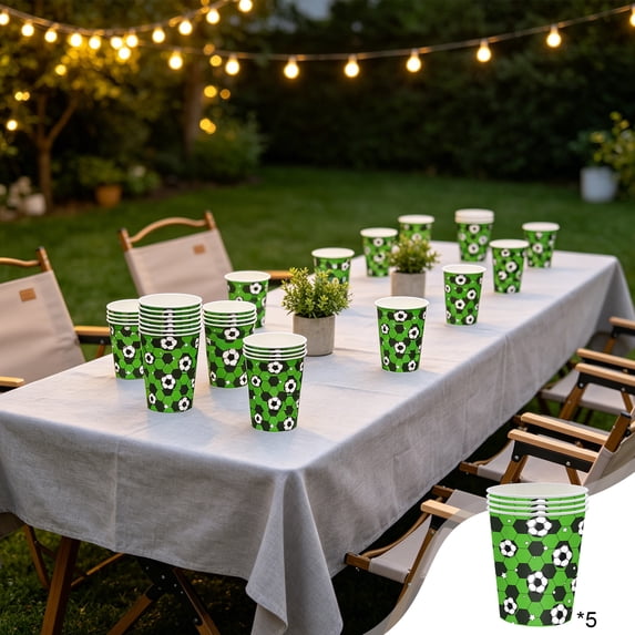 Soccer Themed Party Tableware Set, Disposable Football Paper Plates Cups and Napkins for Kids Birthdays