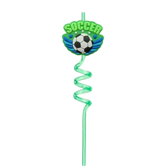 Soccer Themed Spiral Drinking Straws, 10-Pack Reusable Sports Style Decorative Straws for Game Day Parties and Athletic Event Celebrations Drinking Straws #B1 G_087